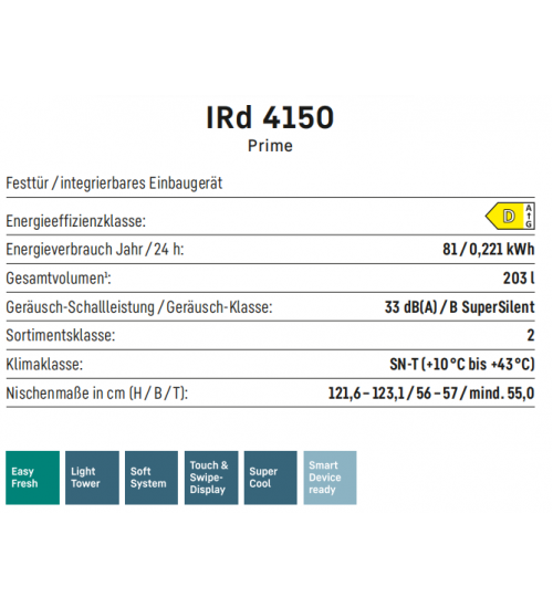 LIEBHERR利勃海尔 IRd 4150  轻松新鲜 嵌入式单门冰箱